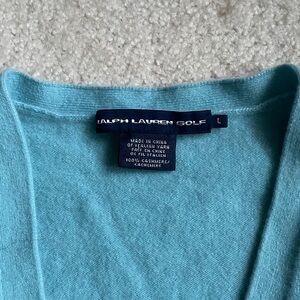 Ralph Lauren Golf Women's Light Blue Cashmere V-Neck Sweater